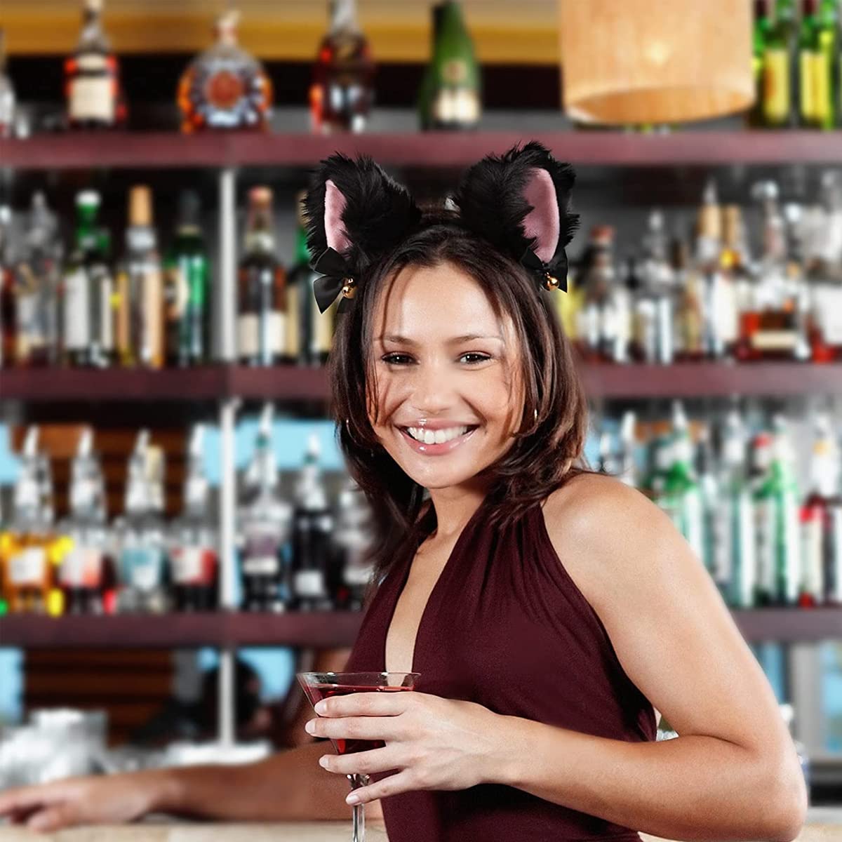 PALAY Cat Ears Headband Choker Set Women Girls Cosplay Plush Furry Ears Hair Band with Bell & Punk Fashion Choker Kit for Fancy Dress Party Performance Halloween PALAY Cat Ears Headband Choker Set Women Girls Cosplay Plush Furry Ears Hair Band with Bell & Punk Fashion Choker Kit for Fancy Dress Party Performance Halloween